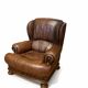 Vintage English leather wingback chair – 1980s