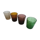 série de 4 gros gobelets Biot en verre bullé 60's