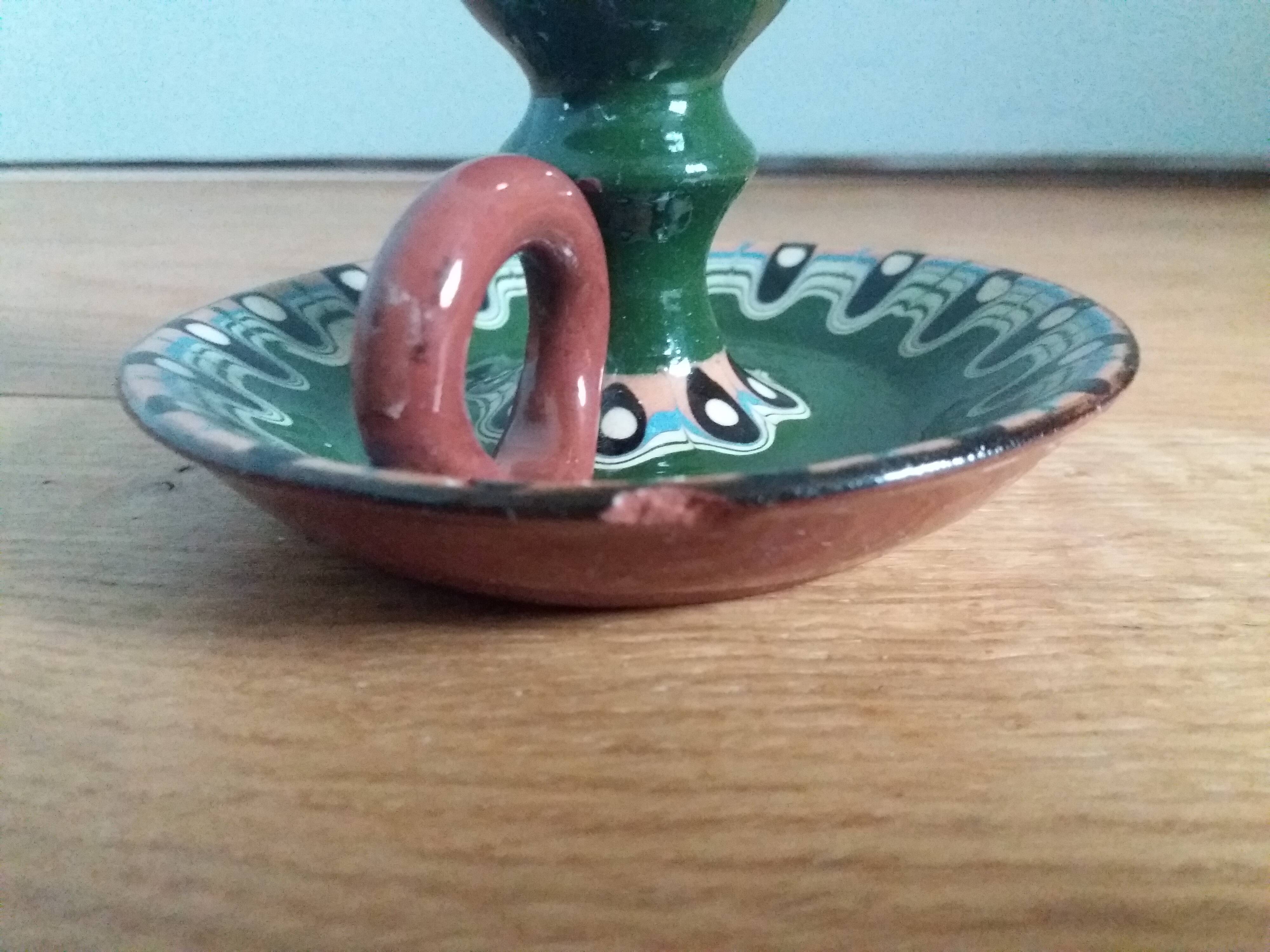 Trojan glazed ceramic cellar rat candle holder Bulgaria