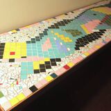 Mid century ceramic tiled patchwork long and low coffee table, 1960s