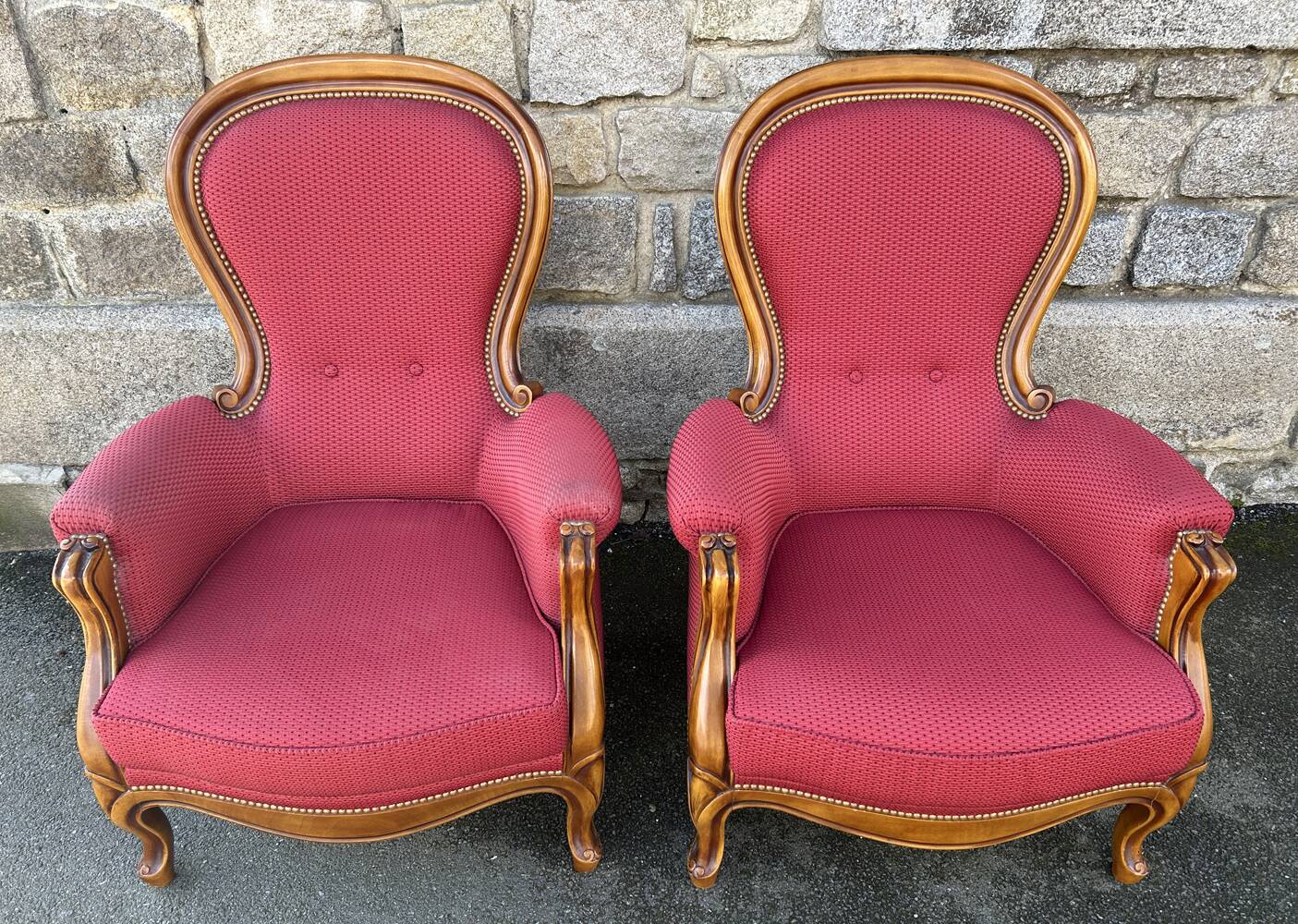Pair of Louis Philippe style armchairs, vintage, 1960s