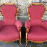 Paire de fauteuils style Louis Philippe, vintage, années 60