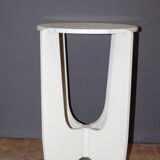 Pedestal Table In White Lacquered Wood And Marble Circa 1970