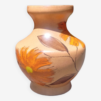 Large glazed ceramic vase from the manufacture of Saint Clément France Vintage 70s.