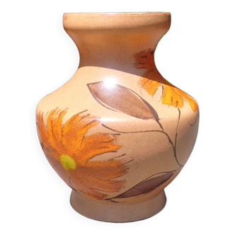 Large glazed ceramic vase from the manufacture of Saint Clément France Vintage 70s.
