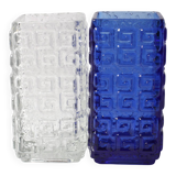 Two Vintage Mid-Century Cobalt & Clear Glass Vases Taalari / Tamara Aladin