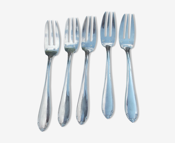 Ensemble de 5 fourchettes à à gâteau en métal argenté