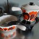 Complete fondue set from the 70's in cast iron - le creuset