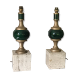 Pair of travertine lamps