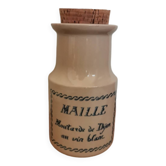 Pot boîte moutarde vintage grès maille Dijon