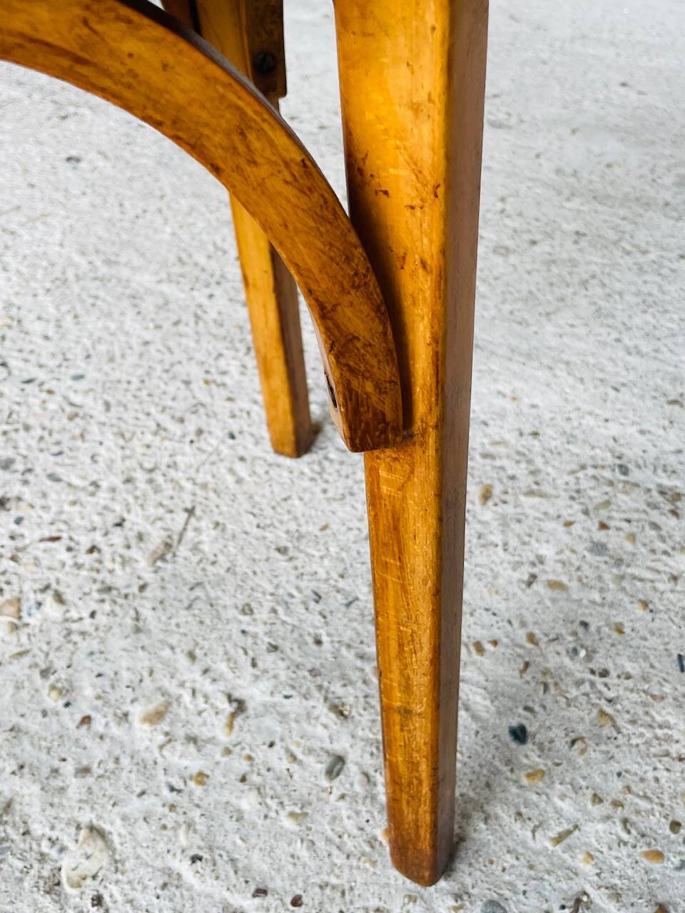 Bistro stool, curved wood by Stella, circa 1950s