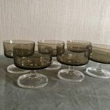 6 Luminarc smoked glass champagne glasses