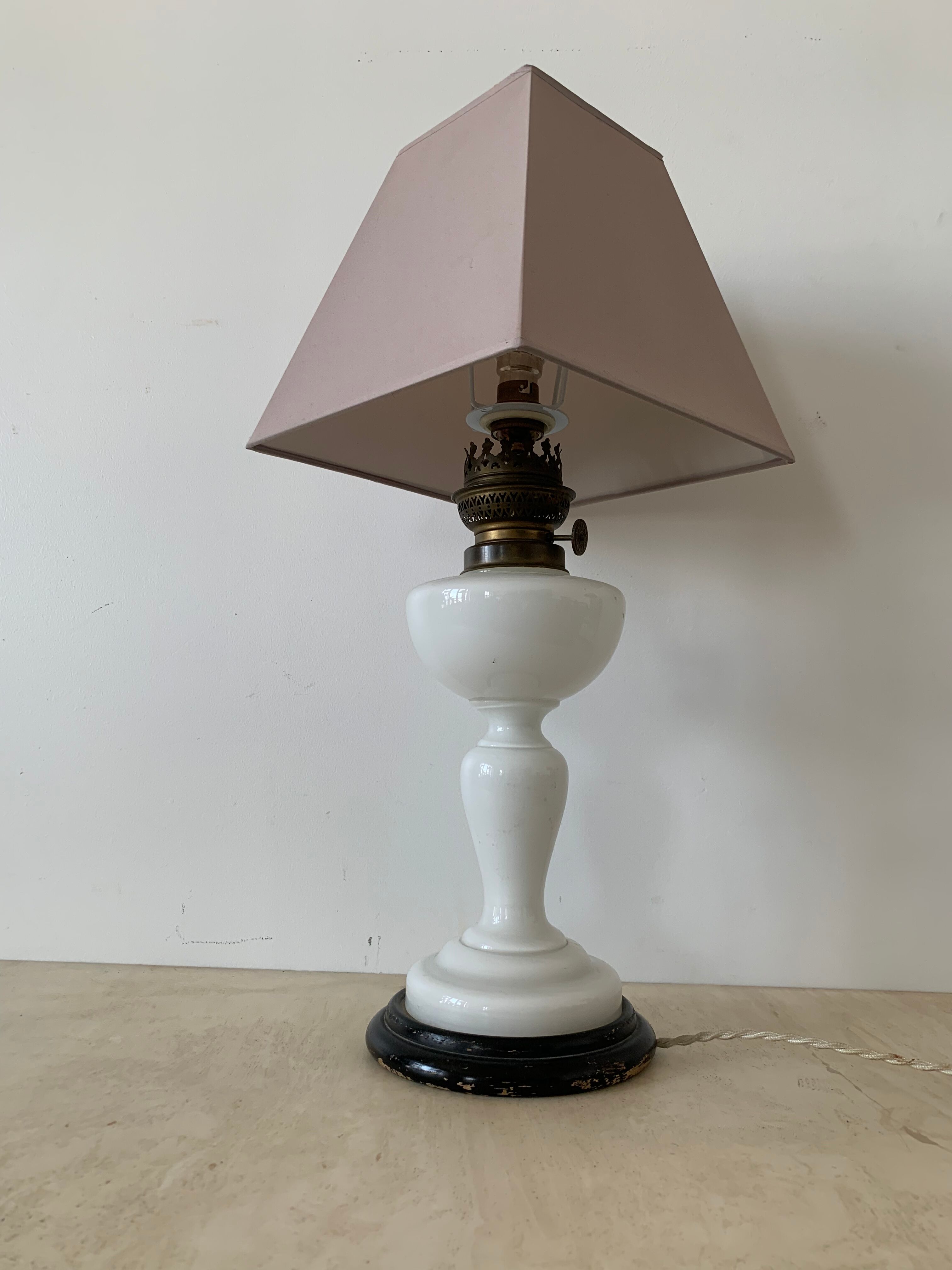 Antique opaline table lamp