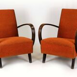 Czech Bentwood Lounge Chairs by J. Halabala for Up Závody, 1950s, Set of 2