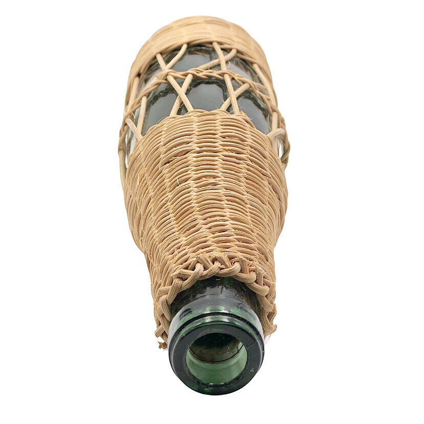Two vintage bottles with wicker