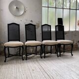 Set of 4 black lacquer chairs