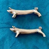10 animal-shaped knife holders in silver-colored metal