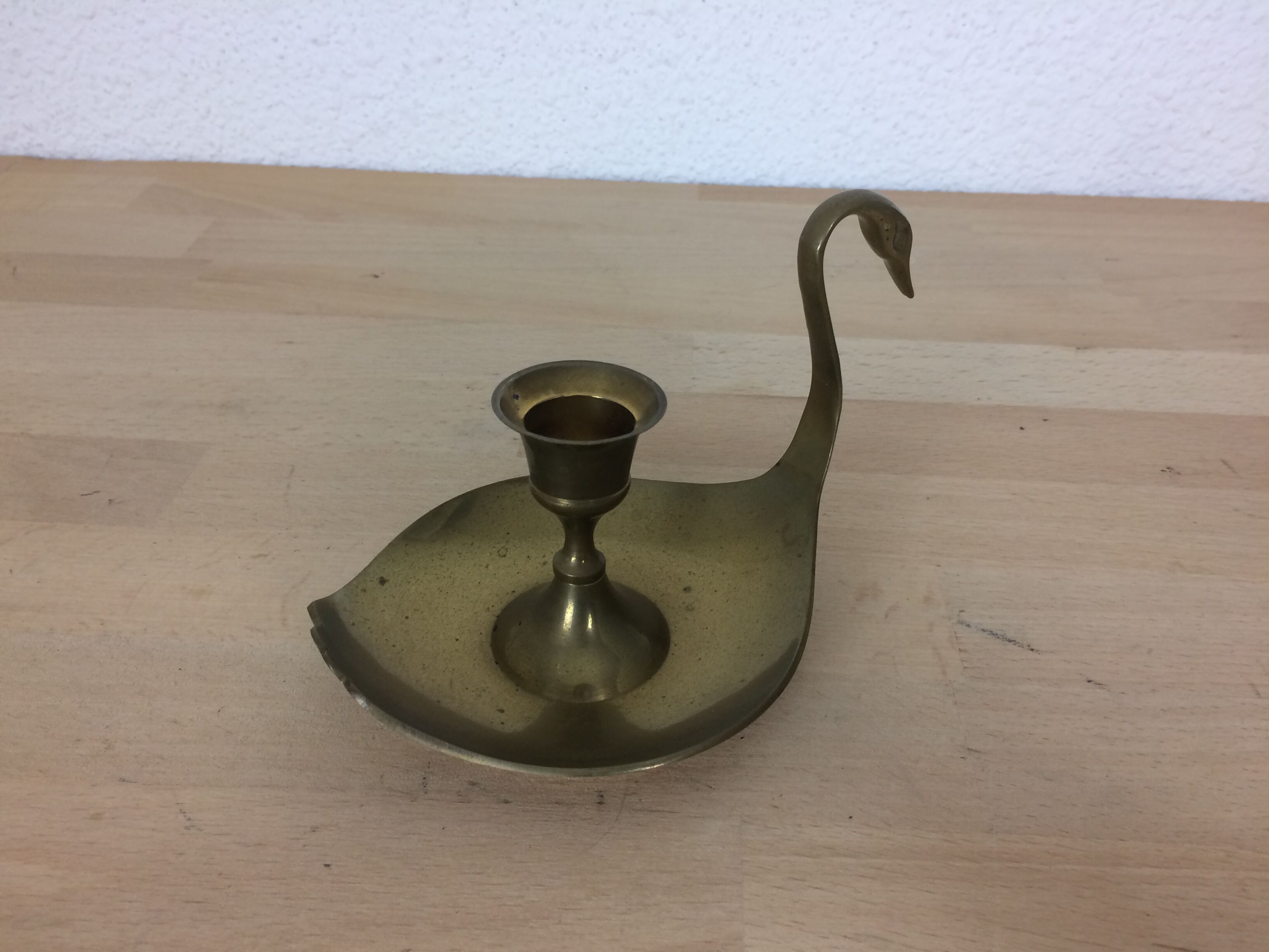 Brass swan bougeoir