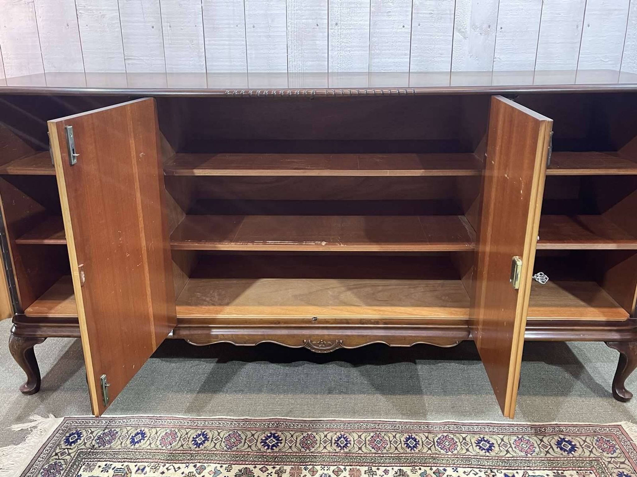 1950s English Chippendale Walnut Sideboard