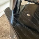 Vintage coffee table from the 80s in smoked glass and chrome metal