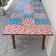 Table de ferme ancienne plateau mosaïque piètements fuselée -2m64
