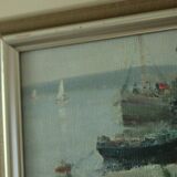 Huile sur toile vintage – « Sjöbodar »