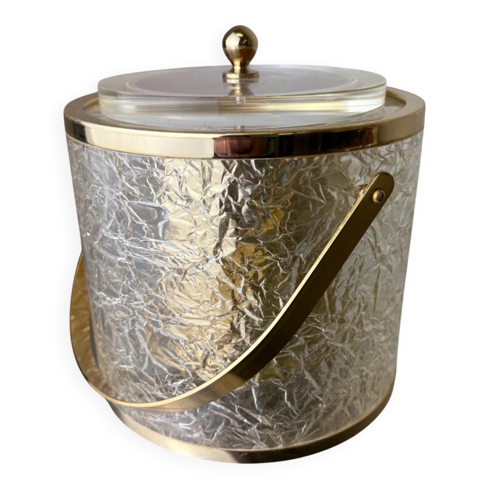 Dior style lucite ice bucket with tongs, Italy, 1970