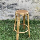 Vintage rattan and cane side table