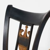 Set of 2 Black and Gold Armchairs and 4 Chairs, Empire style