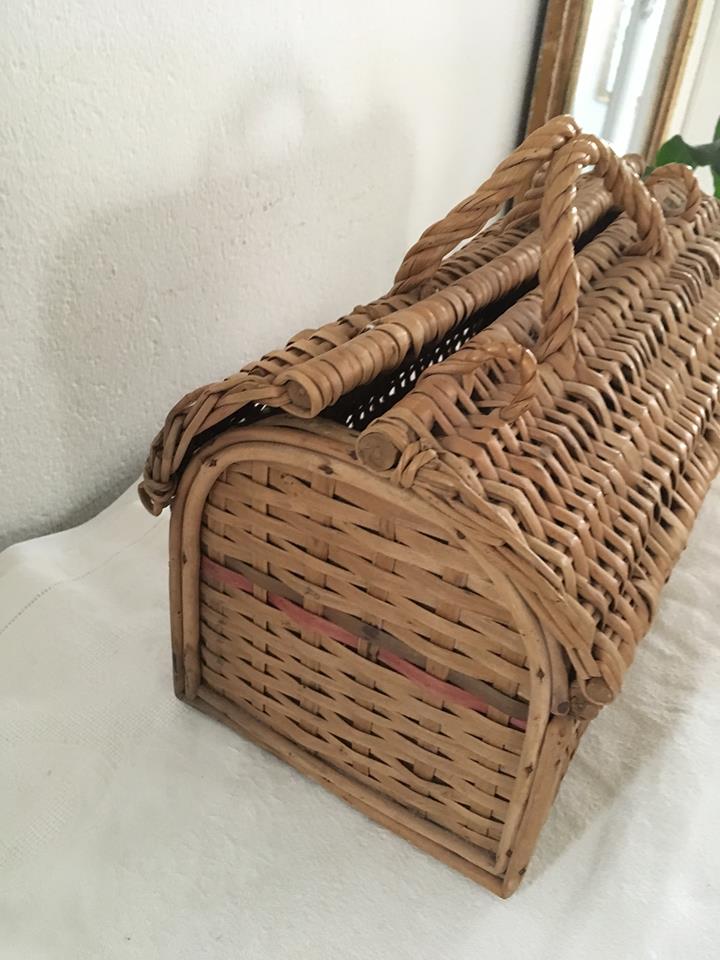 Wicker basket and 60s wood