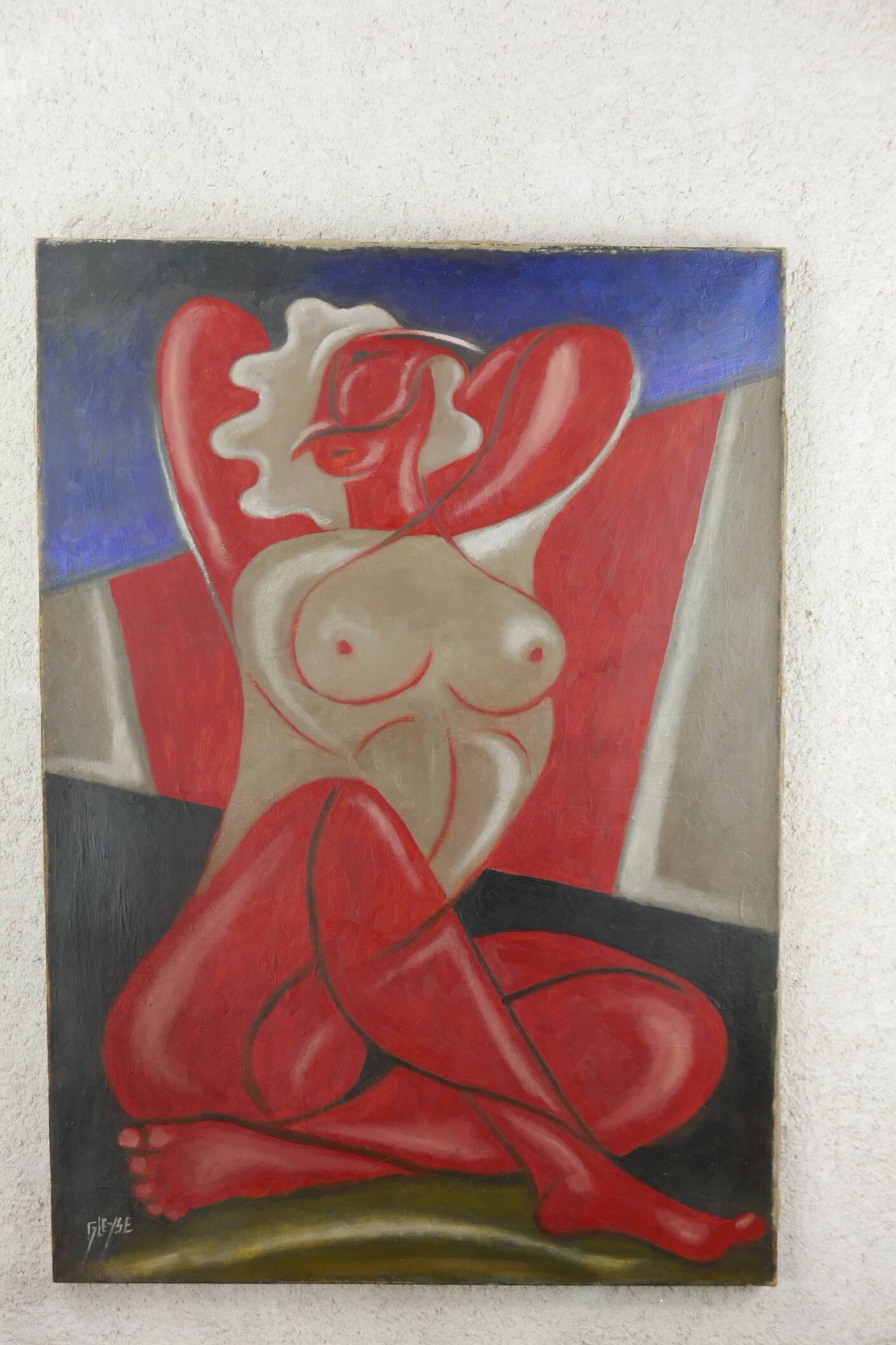 Tableau "Nude Cubist" HST signed Gleyse