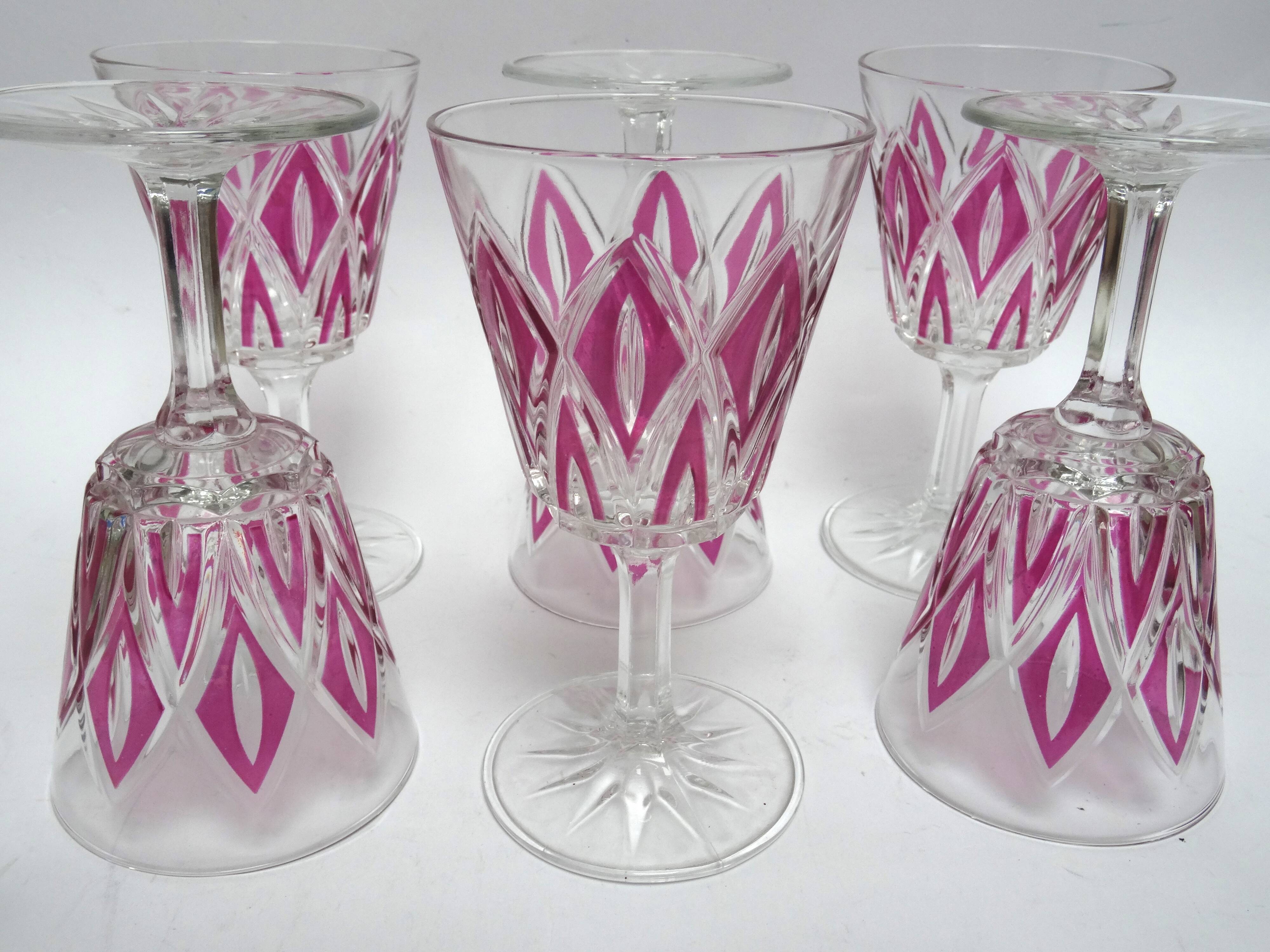 6 red wine glasses VMC Reims Harlequin