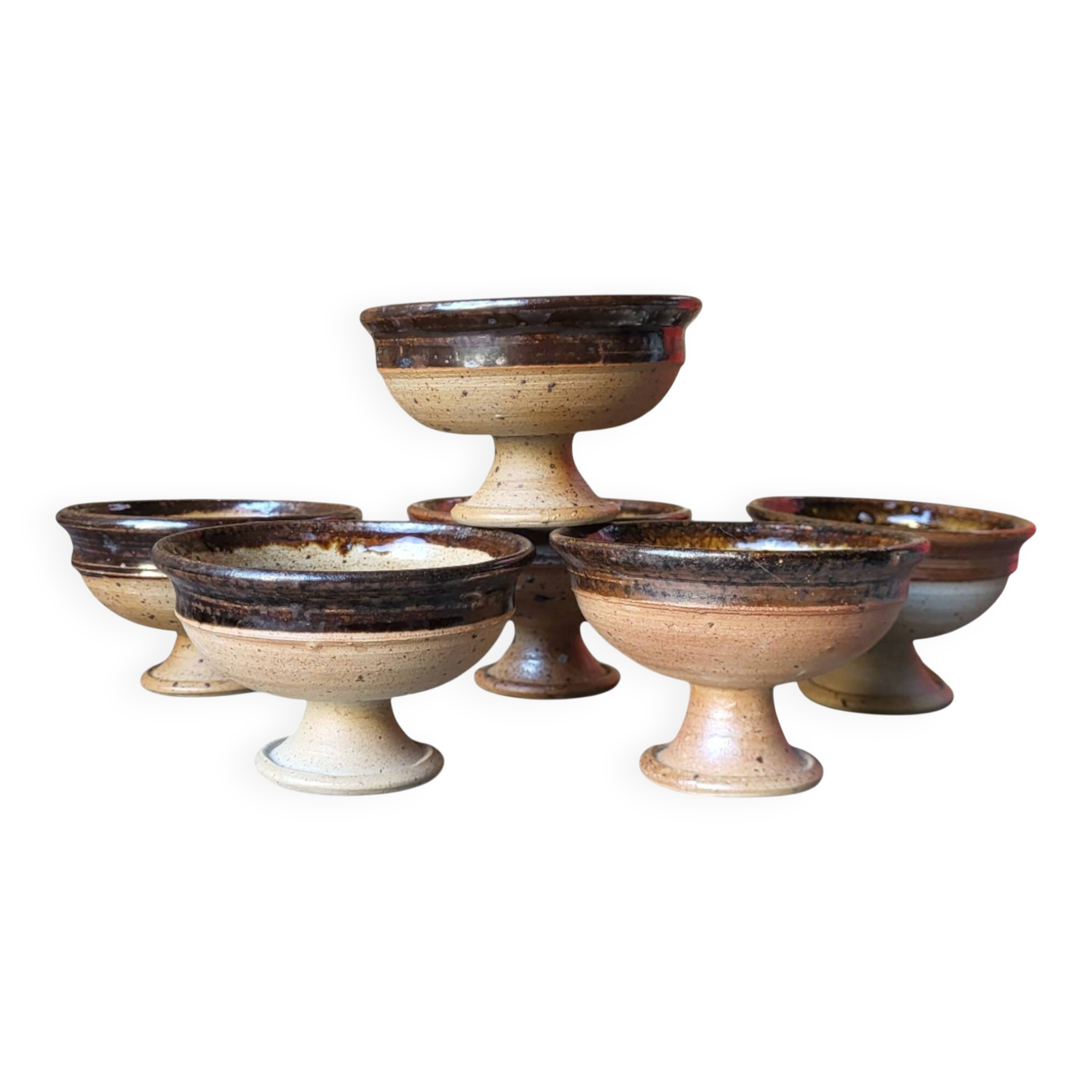 6 stoneware cups by Pierre Digan / La Borne