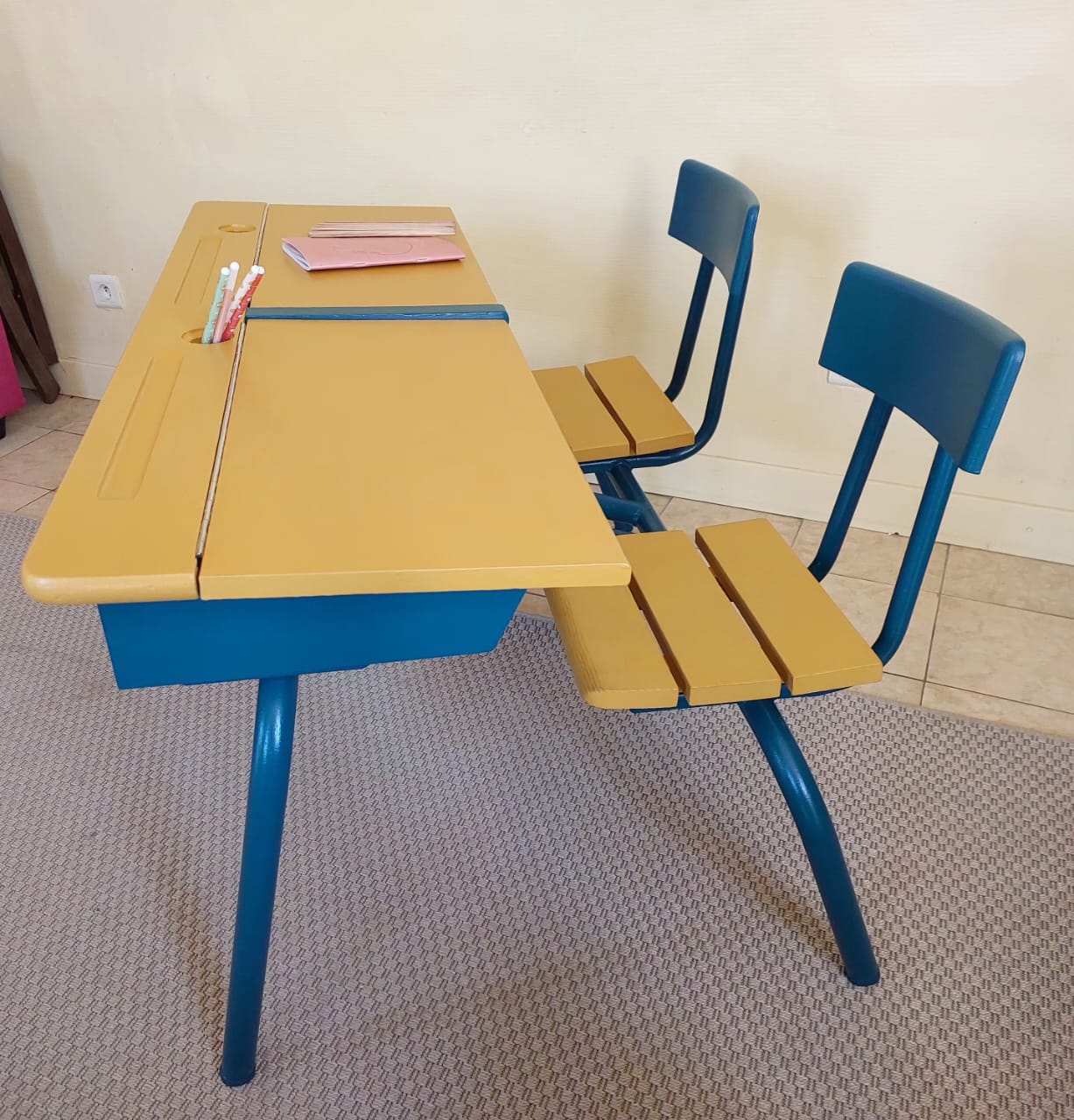 Bureau d'écolier Vintage restauré