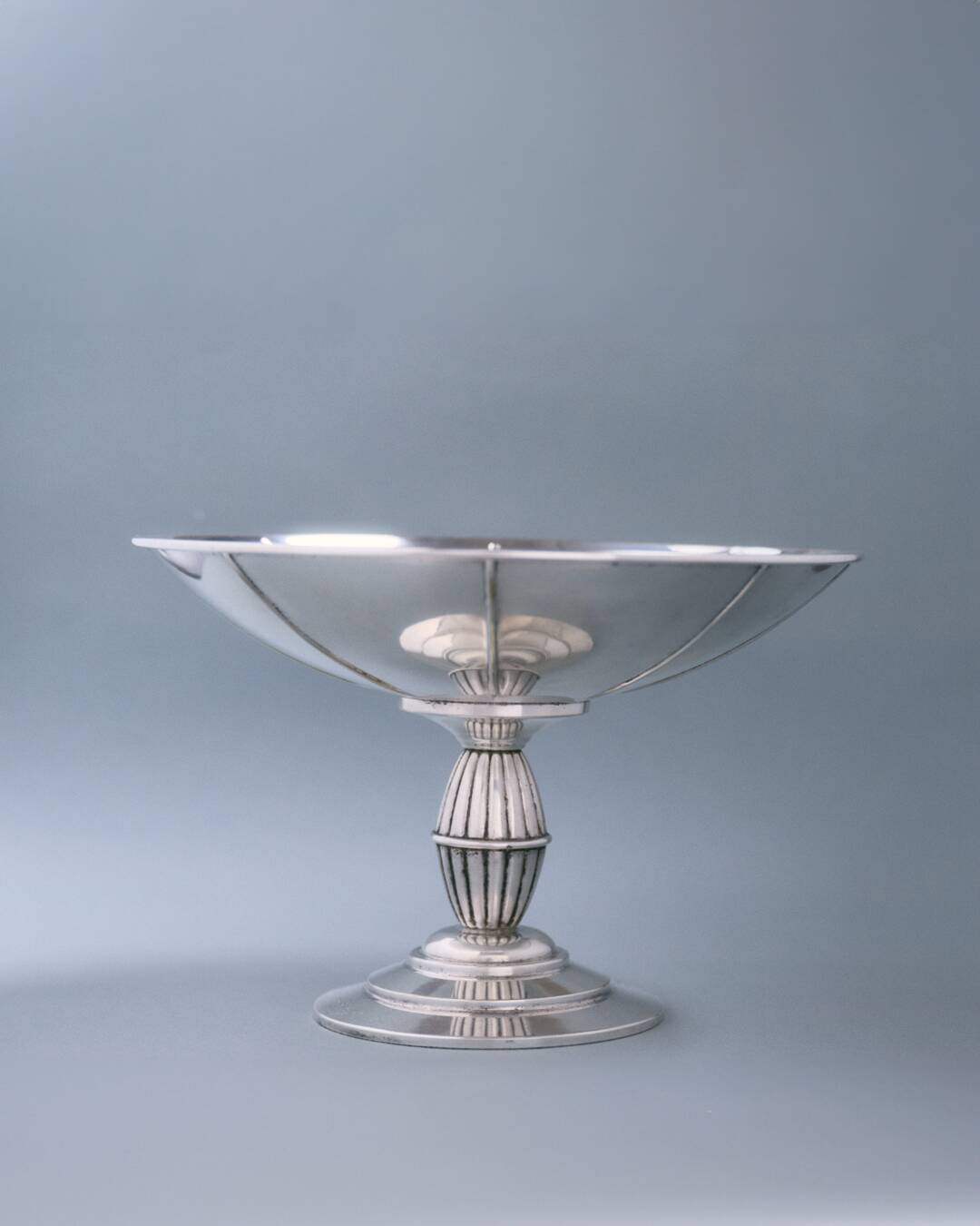 Coupe à fruits art déco en métal et verre, 1930s