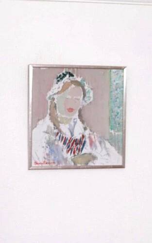 Swedish Oil on Panel “Portrait of Woman” by Rune Persson Vintage& Framed 31×30cm