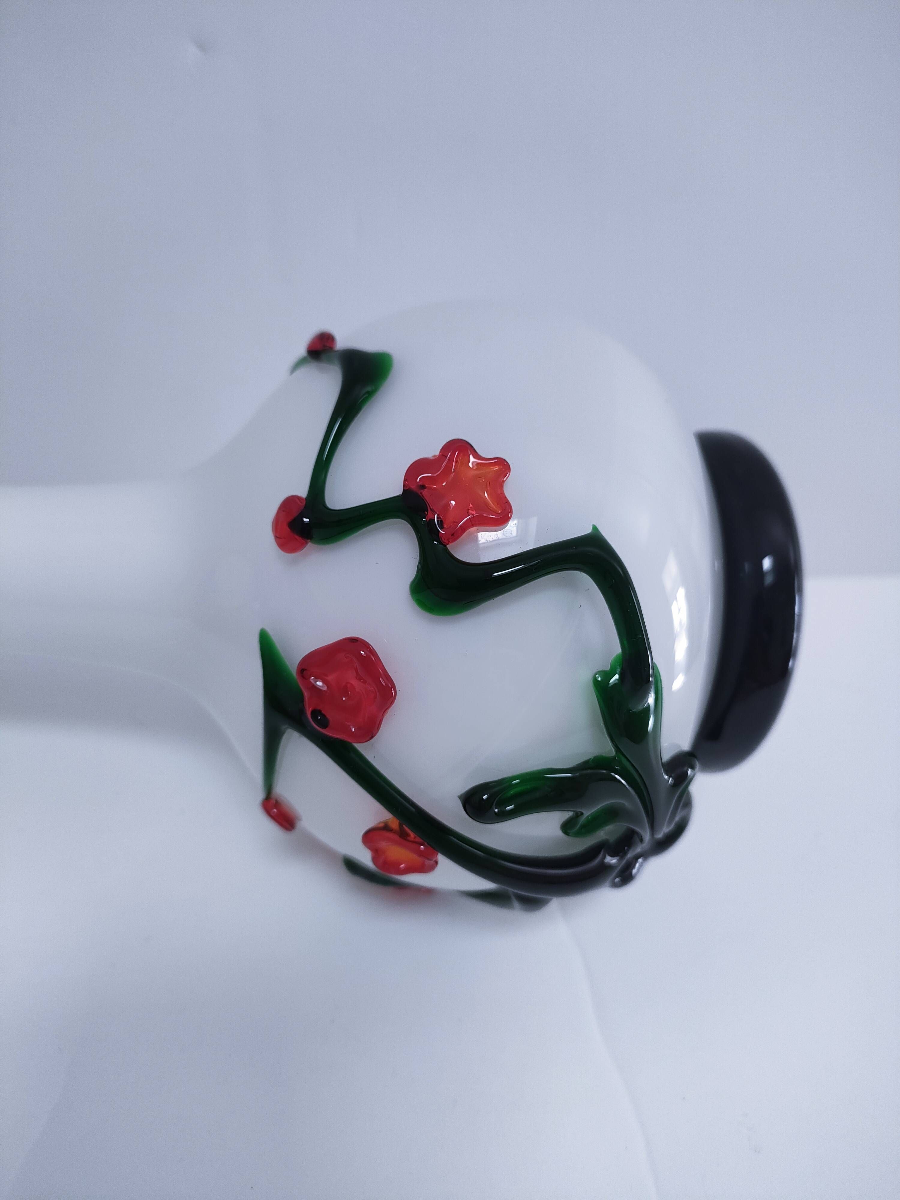 vase glass paste floral decoration Japonese style vintage