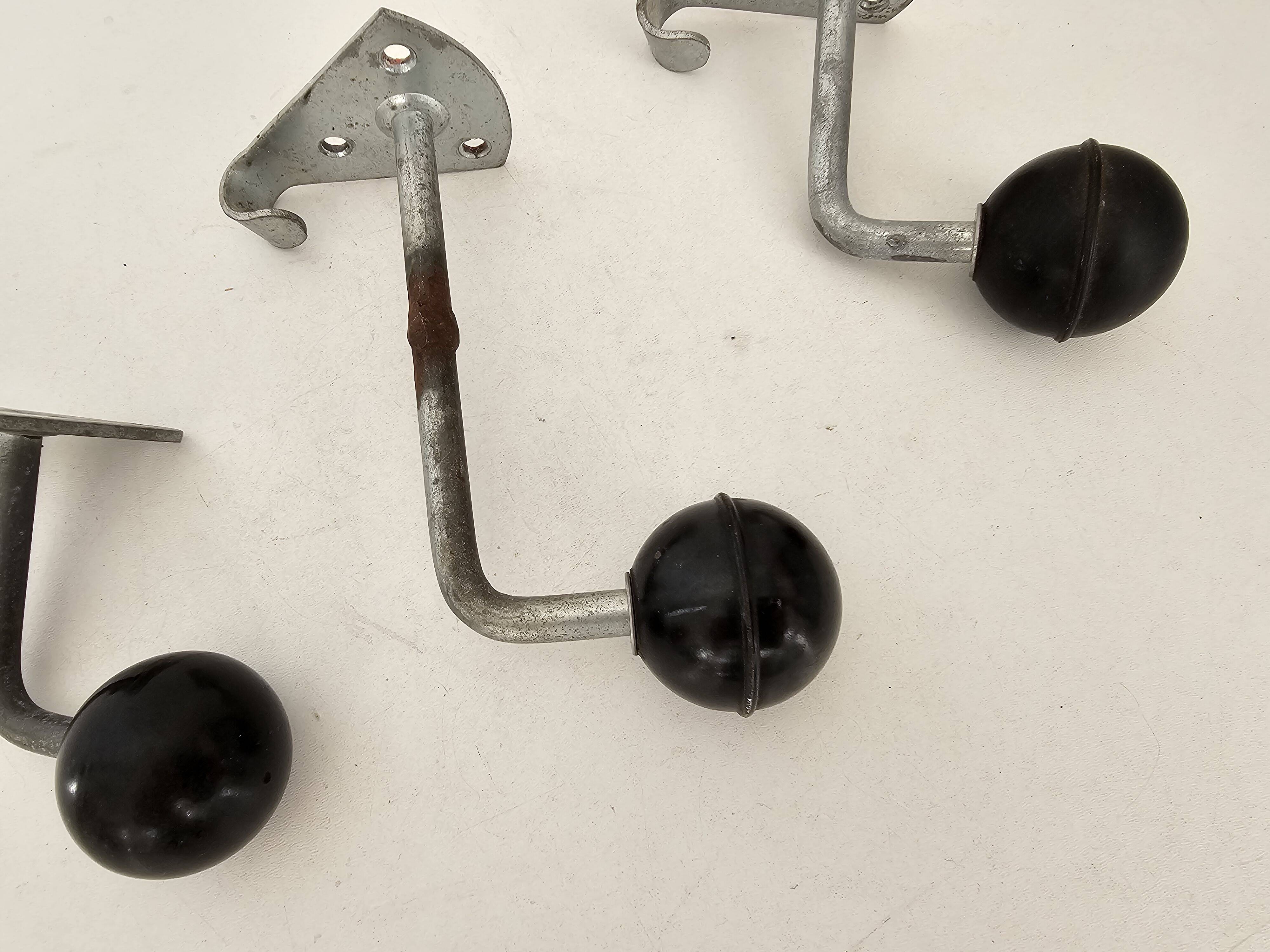 Set of 3 Coat Hooks - School Cloakroom Hooks in Zinc-Coated Steel