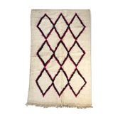 Carpet berber moroccan azilal off-white with pink and black diamonds 100x155cm