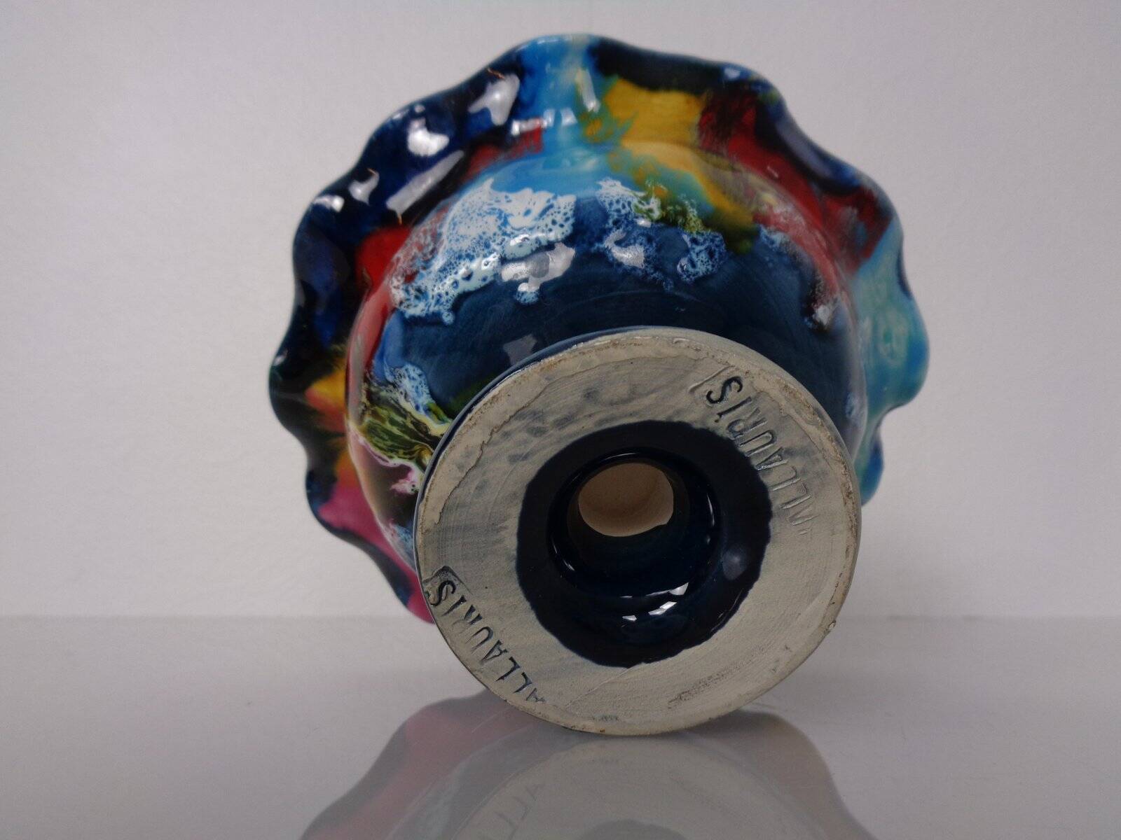 French multicoloured studio ceramic bowl from Vallauris, 1970s