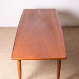 Danish coffee table in teak and rattan by KT Mobler 1960