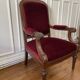 Voltaire armchair in solid oak and velvet