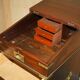 Bureau de campagne Davenport victorien antique en cuir avec galerie en laiton