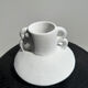 Artisanal terracotta vase painted white with double handles H:16 D:20