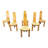 Vintage hich back wicker dining chairs, set of 6 - 1960s