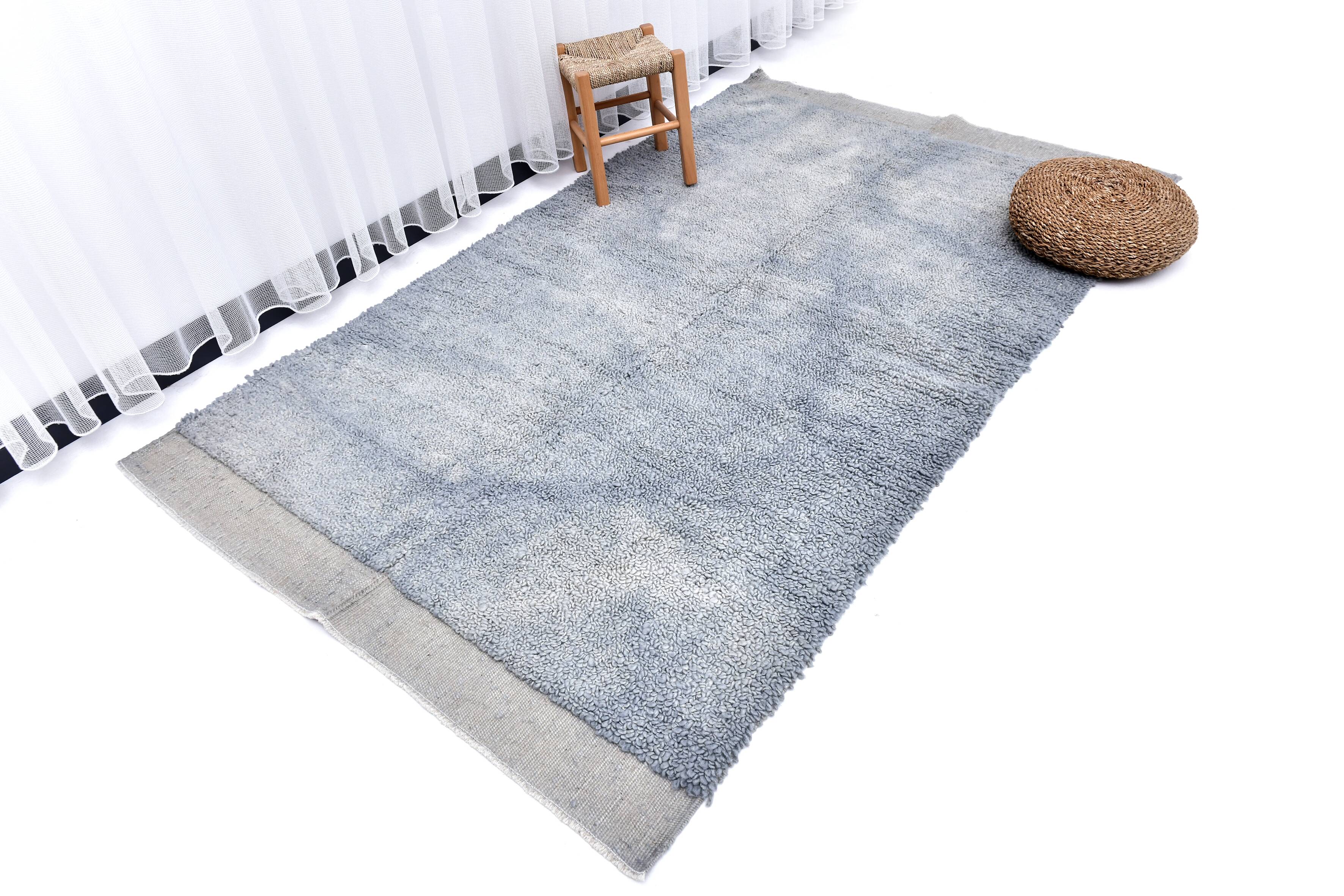4x7 Blue & Gray Moroccan Area Rug 133x226Cm SK 240769
