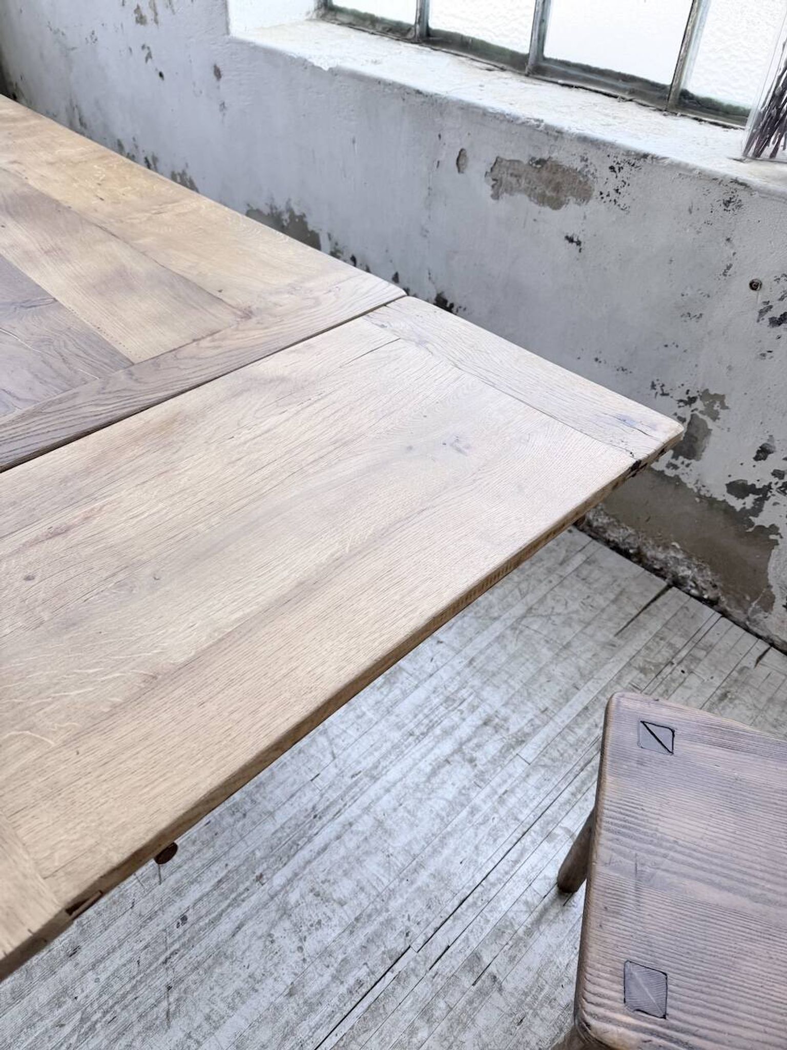 Solid oak farmhouse table with extensions (190-280cm) 1950