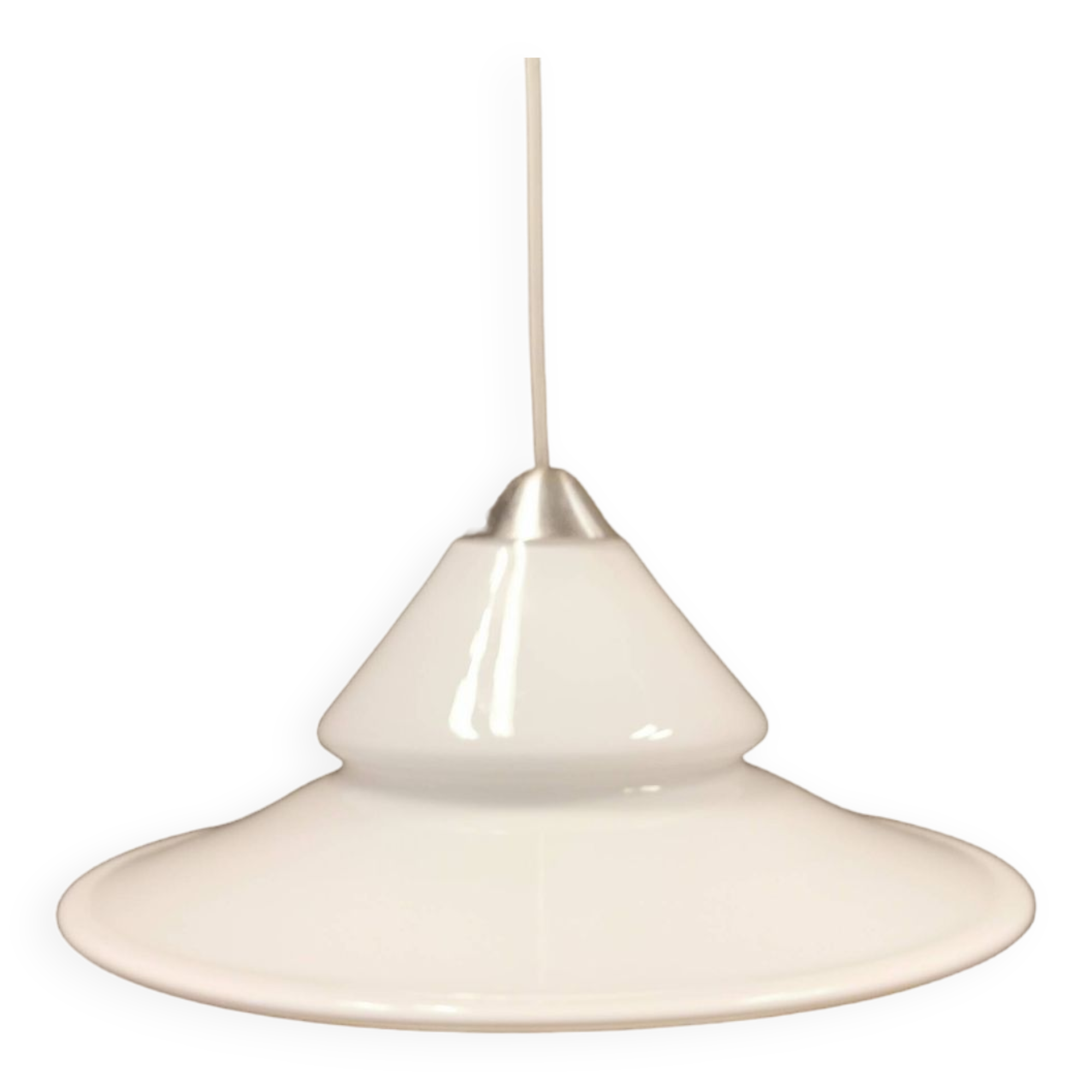 Lampe suspendue en verre opale, de la verrerie danoise Holmegaard, années 1980