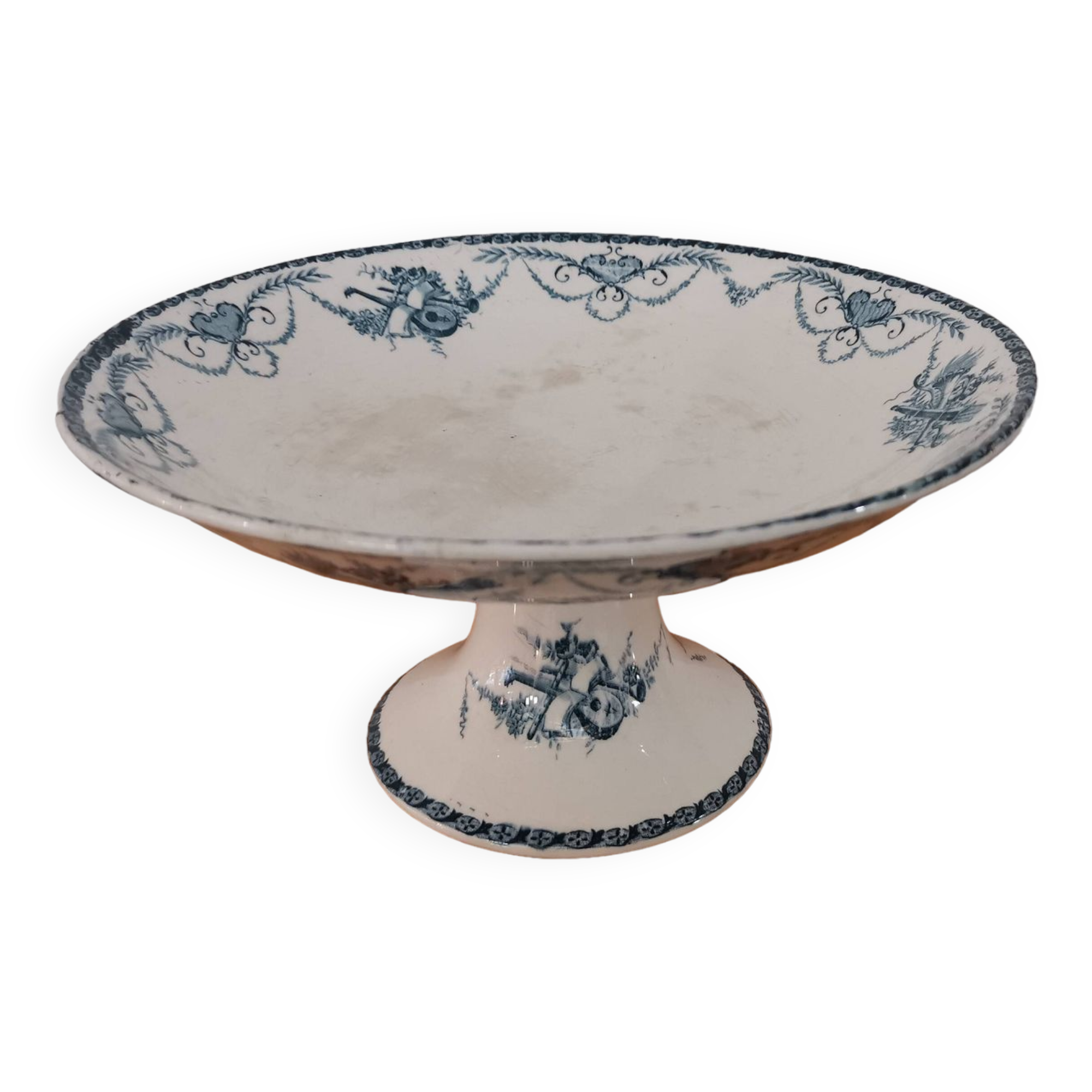 Longwy iron earthenware compote bowl 1900