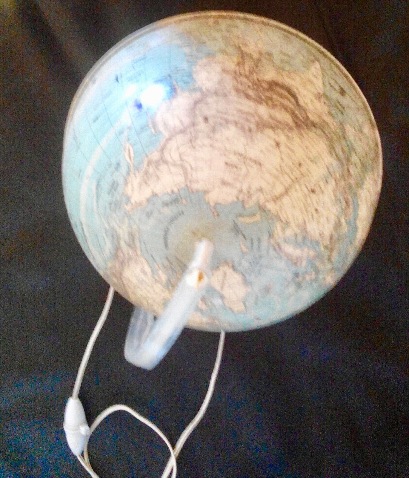 Luminous globe, world map old glass light design tTride vintage 1950